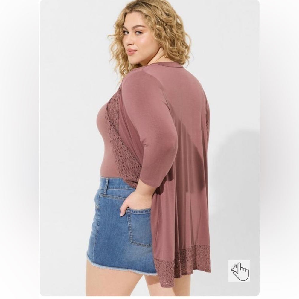 NWT ❤️ Torrid Super Soft 3/4 Sleeve Drape Front Lightweight Cardigan Top Rose, L - Picture 3 of 9